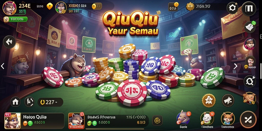 Tampilan gameplay QiuQiu yang mengasyikkan dan penuh strategi.