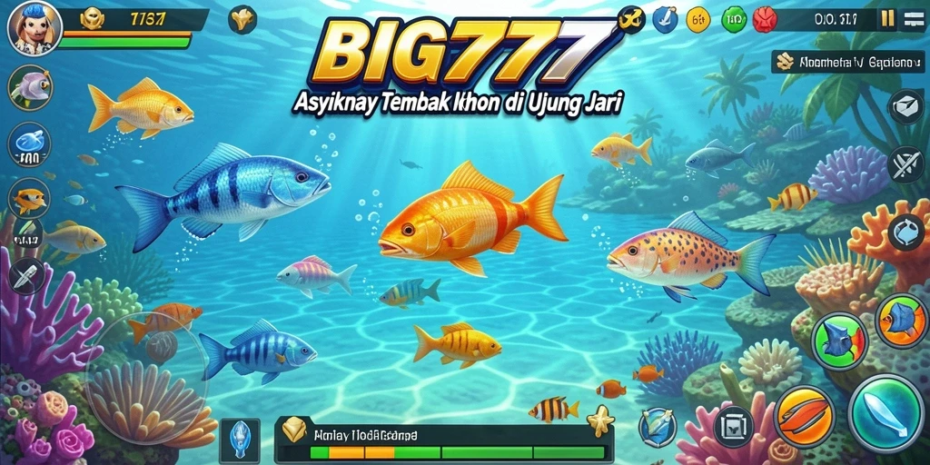 Tampilan utama dari gameplay <strong>BIG777</strong> dengan ikan yang berwarna-warni.