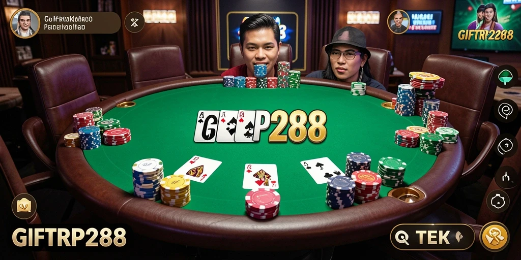 Tampilan gameplay Poker yang seru dan menegangkan di GIFTRP288.