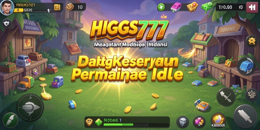 Tampilan gameplay HIGGS777 dengan karakter dan item menarik.