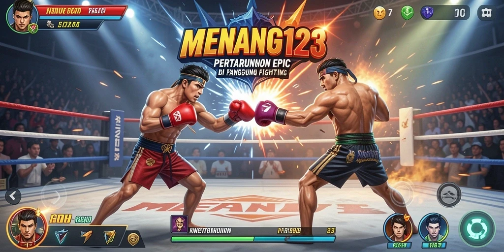 Screenshot gameplay yang menegangkan dari pertarungan di MENANG123.