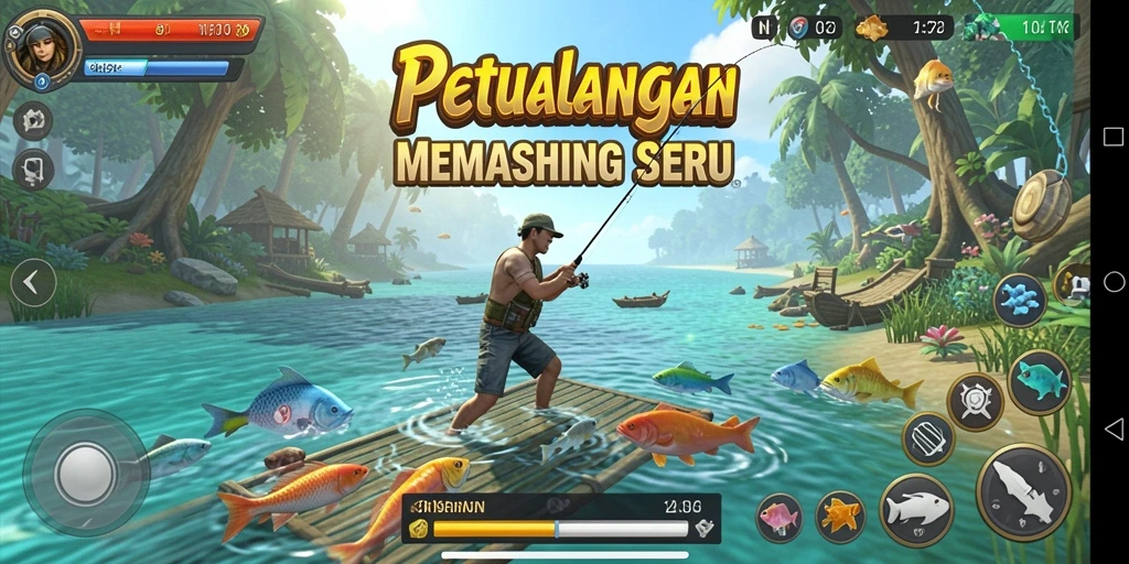 Screenshot N32 menampilkan gameplay memancing yang mendebarkan dan grafis menawan.