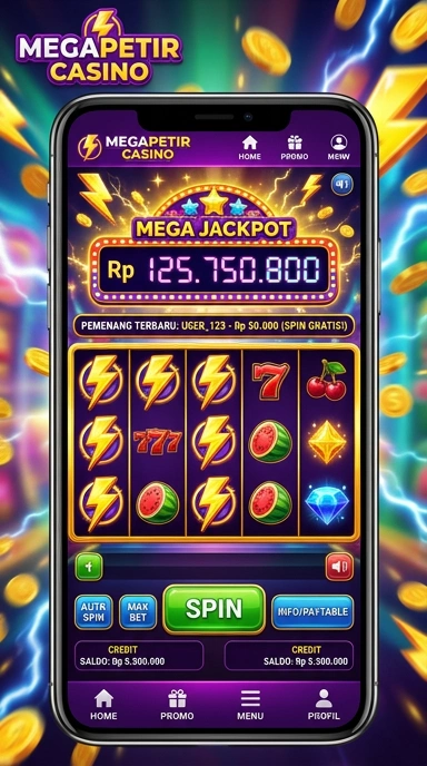 Tampilan antarmuka pengguna aplikasi megapetir yang intuitif.